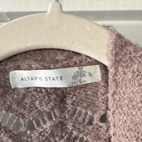Altar'd State Open Knit Cardigan - Taupe - Picture 2 of 3